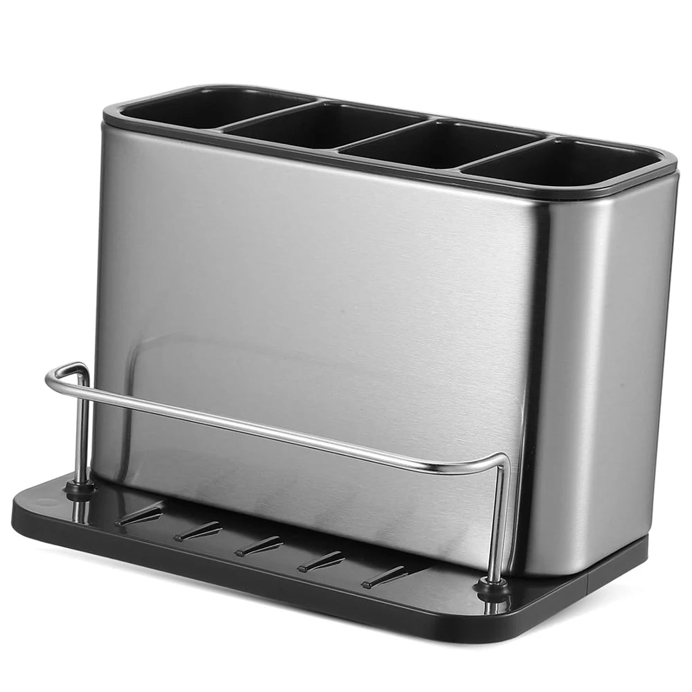 Organizador de Cubiertos de Acero Inoxidable con 4 Compartimentos