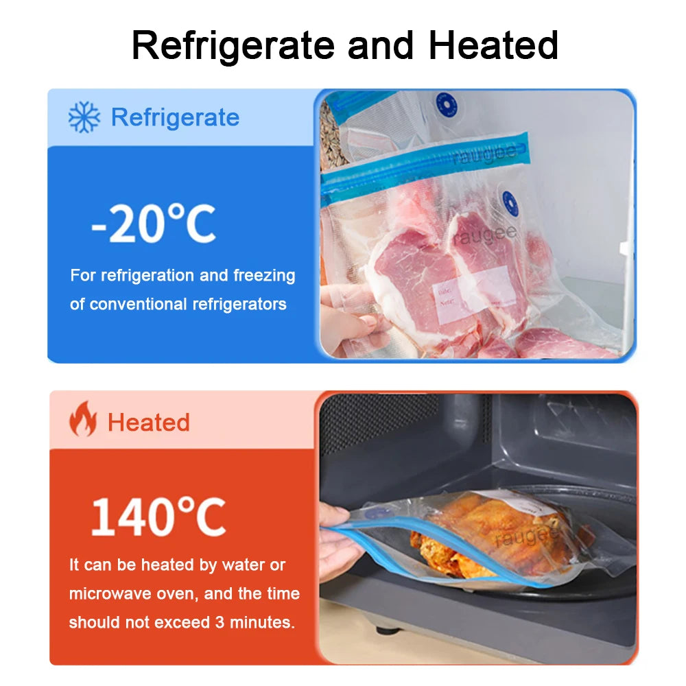 Bolsas de vacío reutilizables para almacenamiento de alimentos sin BPA