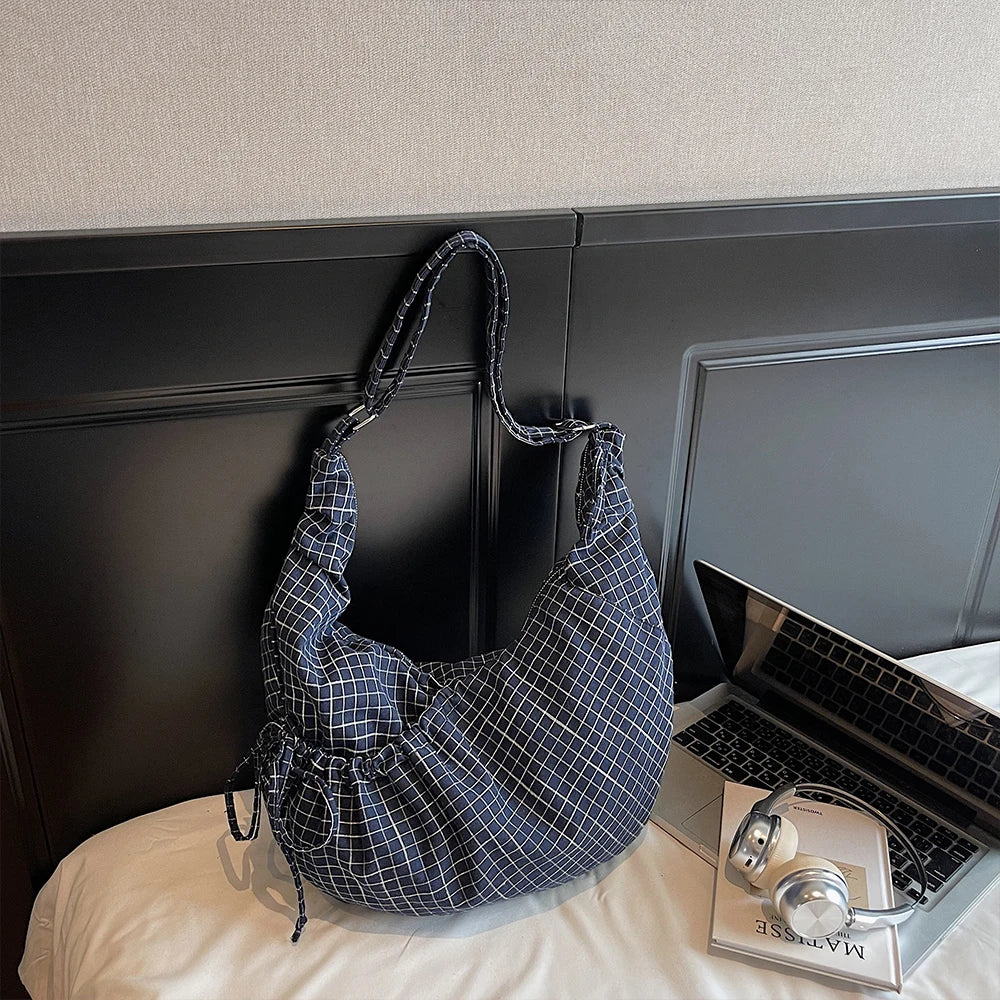 Bolso de Lona Grande Estilo Coreano para Mujer, Plisado