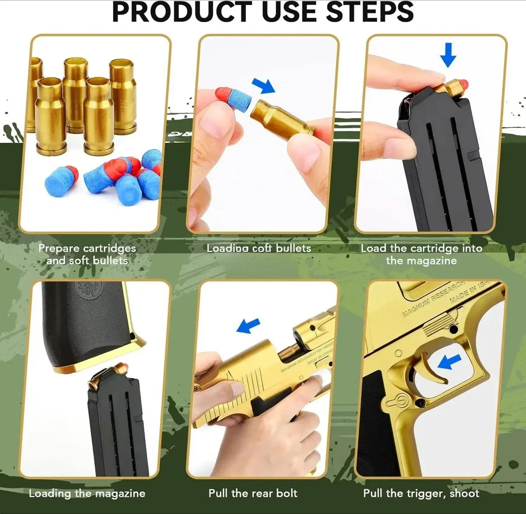 Pistola de juguete educativa 5S1, pistola de juguete con expulsión de cartuchos, pistola de balas blandas de espuma para niños, adultos, pistola de Airsoft, regalo de cumpleaños para niños