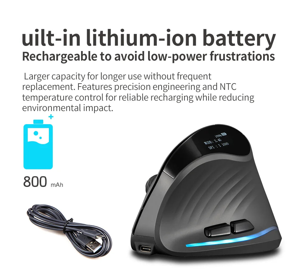 Ratón Inalámbrico Ergonómico Lefon 2.4G, Ratón Vertical Recargable para Juegos, para PC, Portátil, MacOS, Oficina, Modelo F35C/F35B/F35