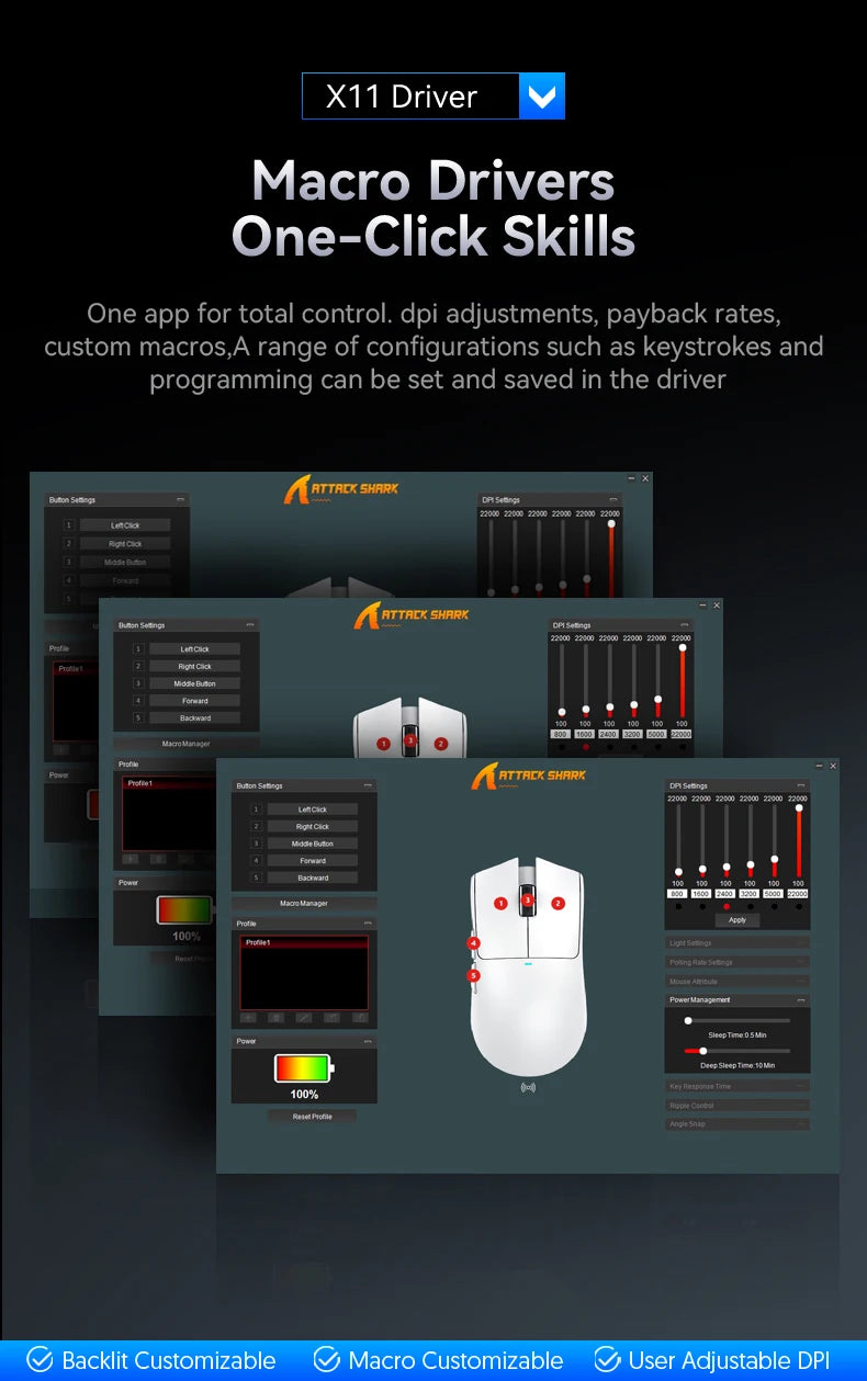 Ratón inalámbrico Bluetooth Attack Shark X11, tres modos, 2,4G, PAW3311, RGB, base de carga magnética para PC, ratón para juegos de deportes electrónicos