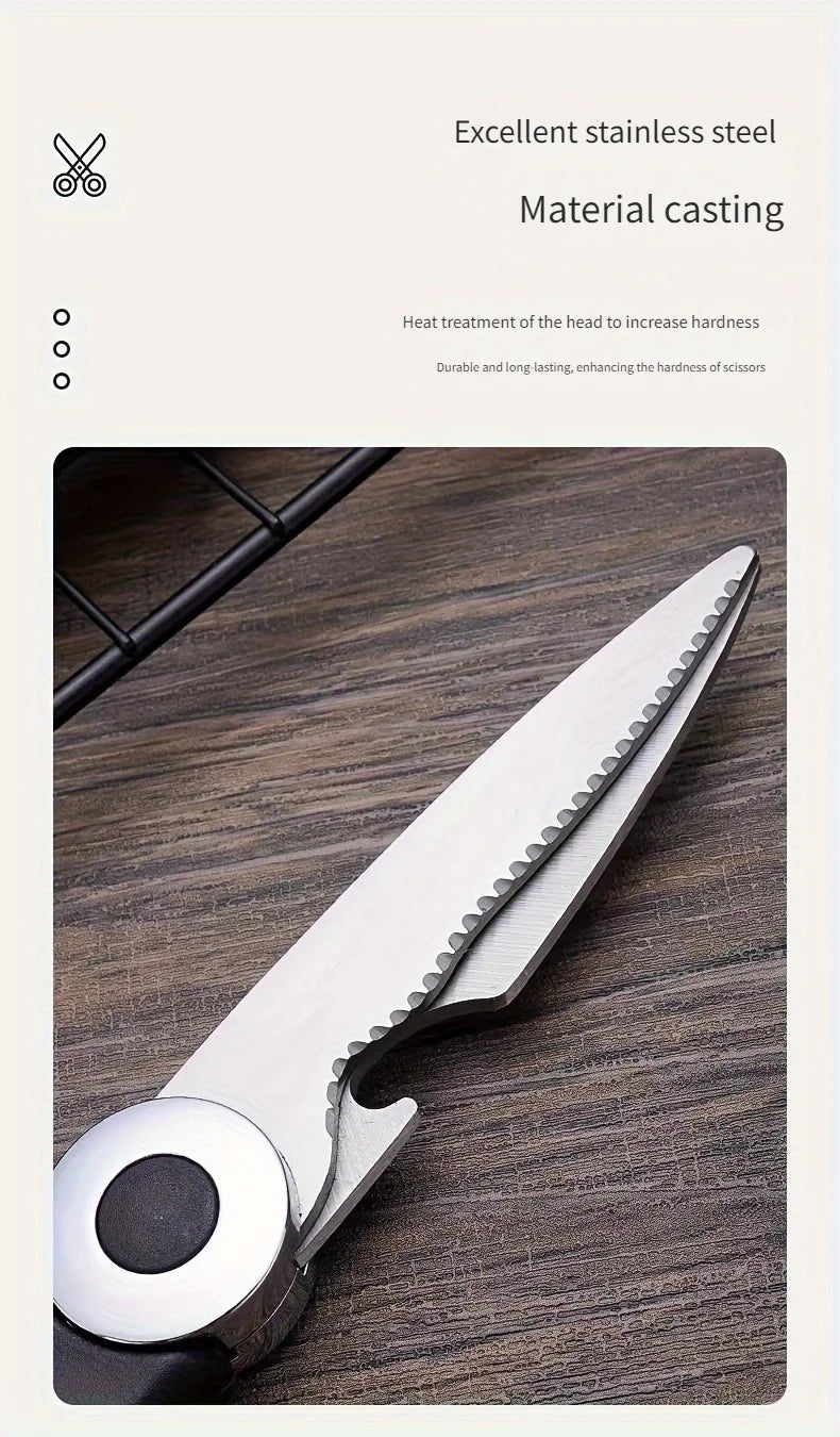 Tijeras de cocina multifuncionales, tijeras para cortar carne y pescado para el hogar, tijeras de acero inoxidable