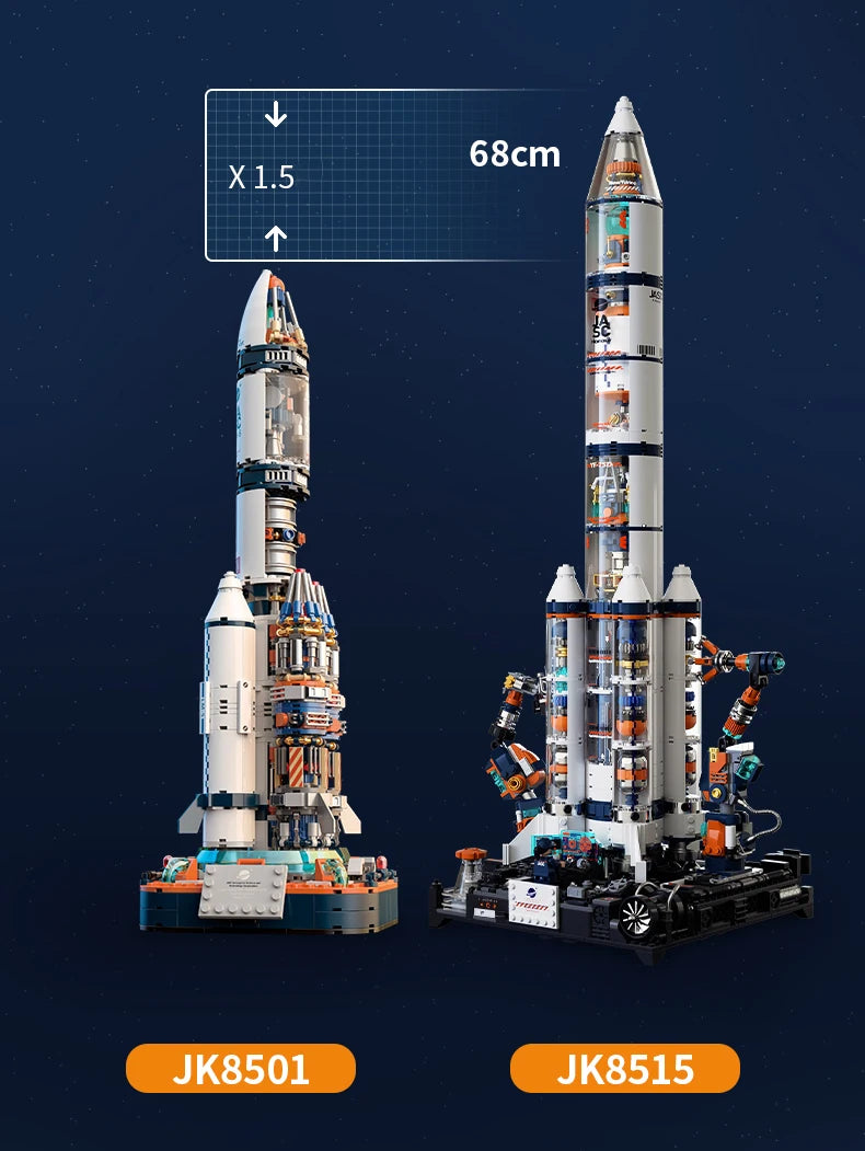 Serie de exploración espacial JAKI, modelo de ensamblaje de bloques de construcción de módulo de núcleo de súper cohete avanzado Dawn, juguete de regalo de cumpleaños para niño