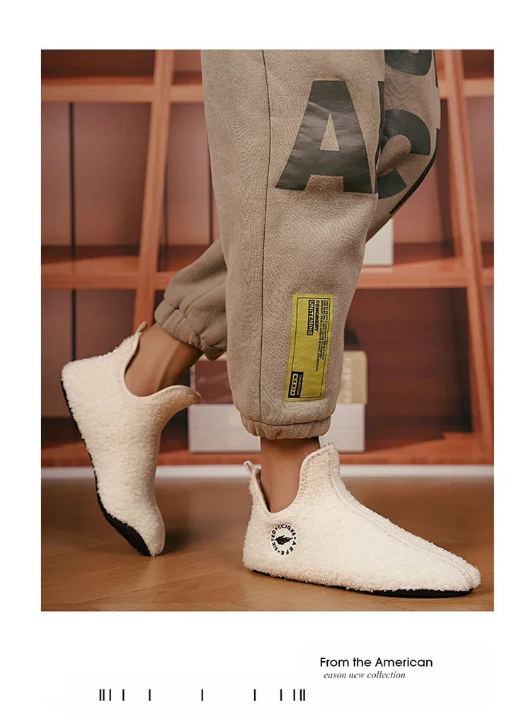 YRZL, zapatos de algodón de invierno para hombre, zapatillas ligeras sin cordones de alta calidad, mocasines de algodón de felpa para interiores, zapatos cálidos Unisex