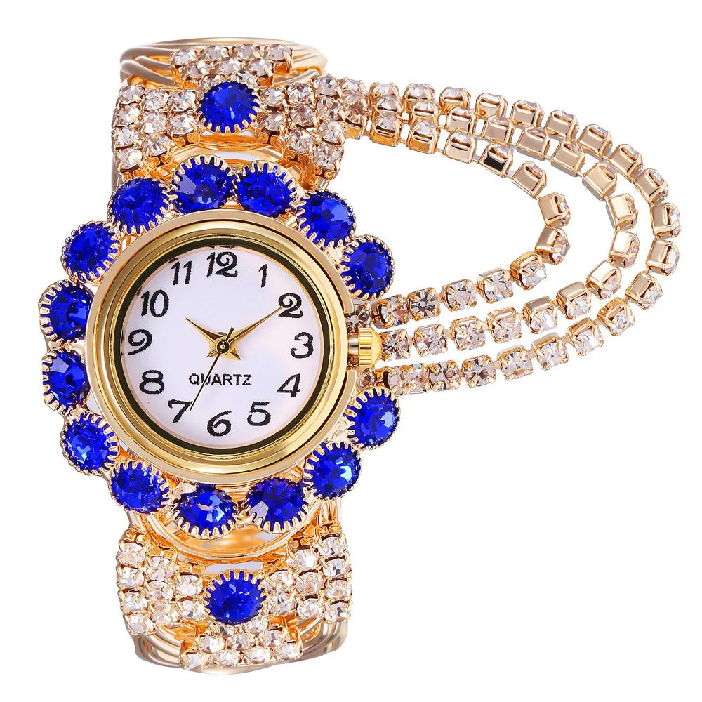 Reloj de Cuarzo de Lujo con Brazalete Dorado Mujer