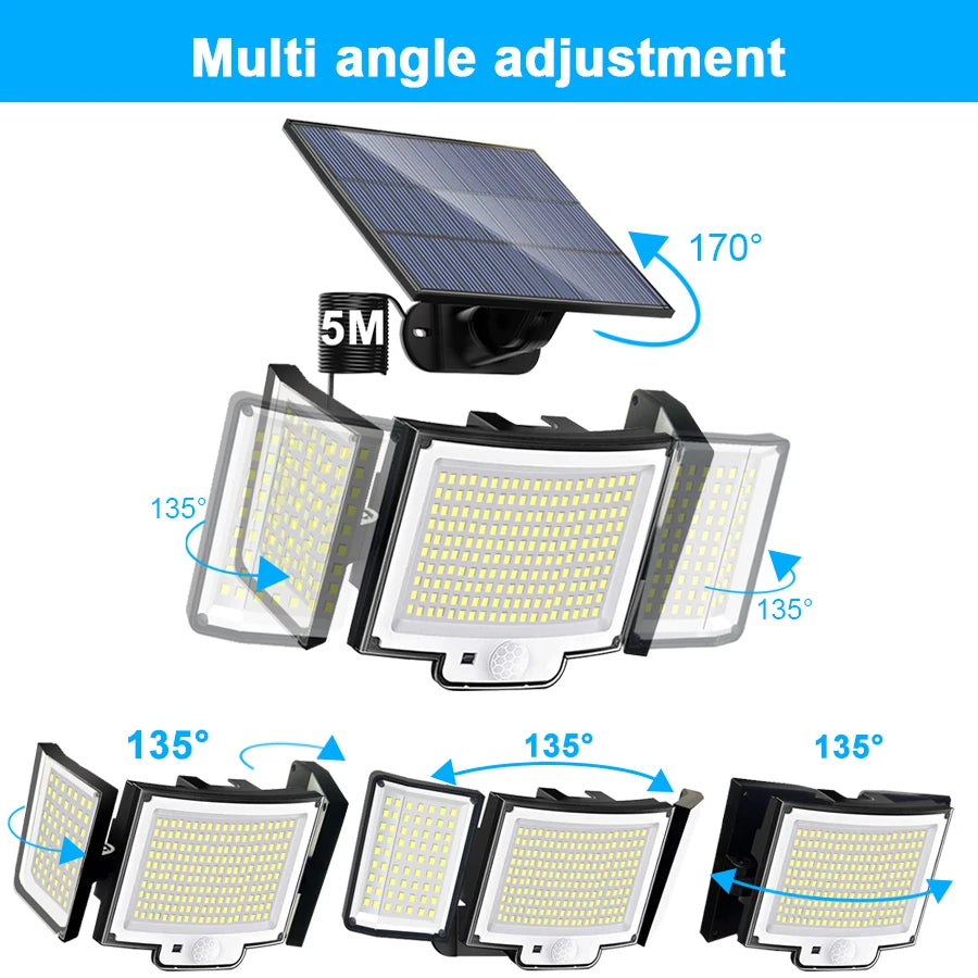 Lámpara Solar LED con Sensor de Movimiento para Jardín y Exterior