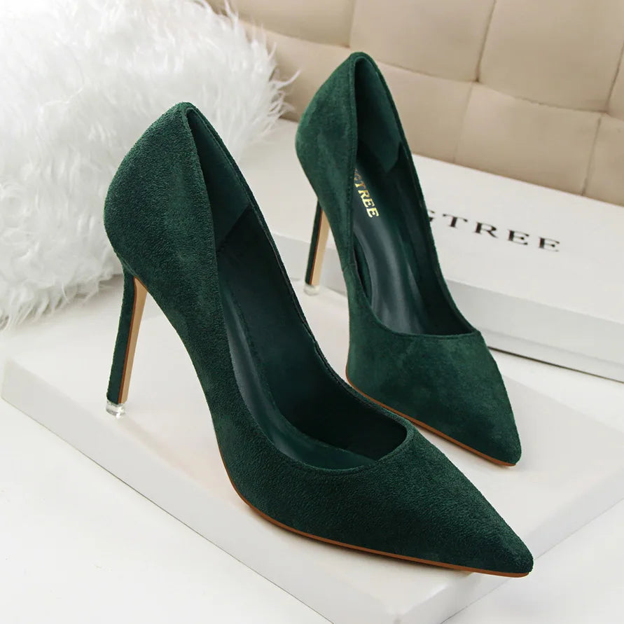 Zapatos de Tacón Alto 9cm para Mujer - Gamuza, Tallas Grandes