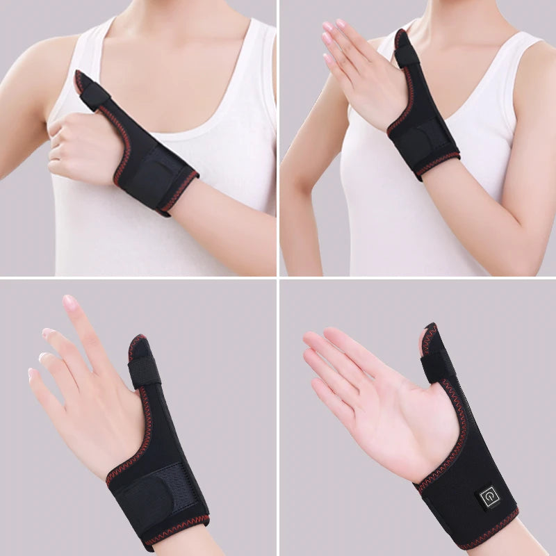 Soporte Térmico para Muñeca y Pulgar con Masajeador Vibratorio, Almohadilla Eléctrica Calefactable para Dedos, Estabilizador de Pulgar para Alivio del Túnel Carpiano