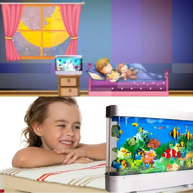 Lámparas de tanque de peces tropicales, decoración de acuario Artificial, océano Virtual en movimiento, luz nocturna para niños, regalo de Halloween y Navidad, juguete