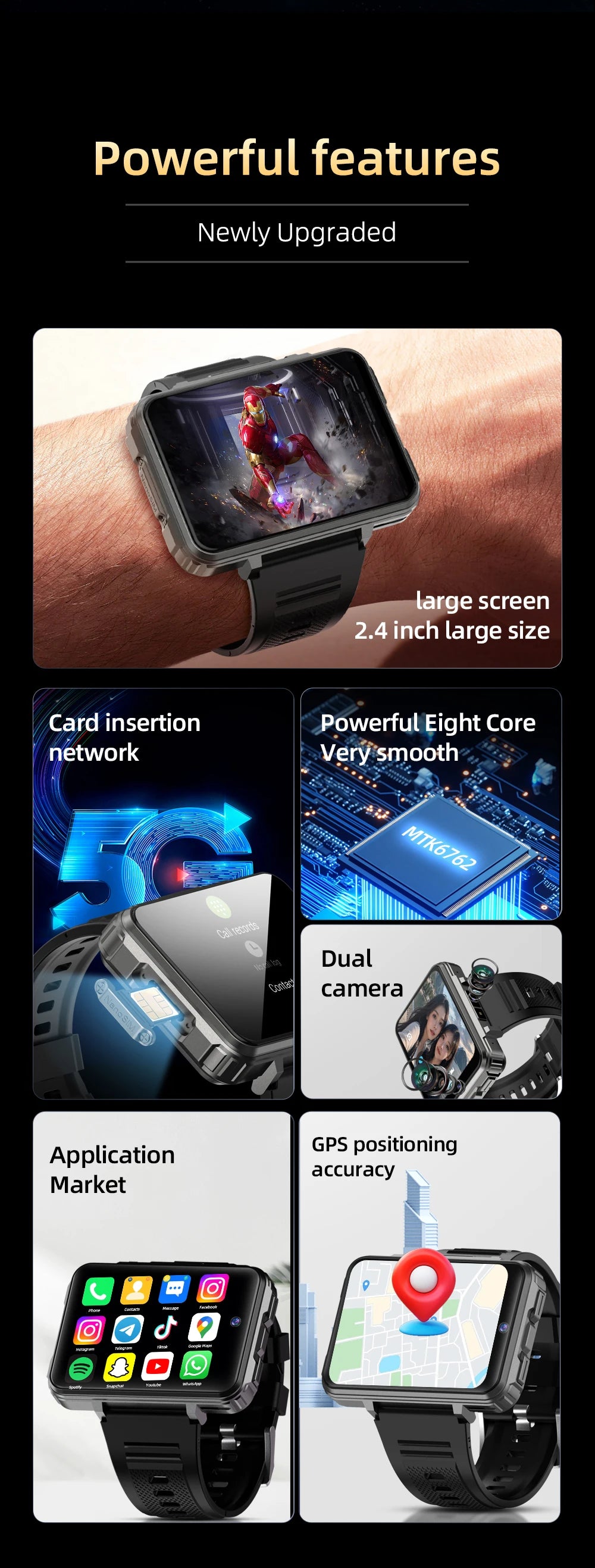 Reloj Inteligente AMOLED 2.4 Pulgadas con Cámara Dual y WiFi