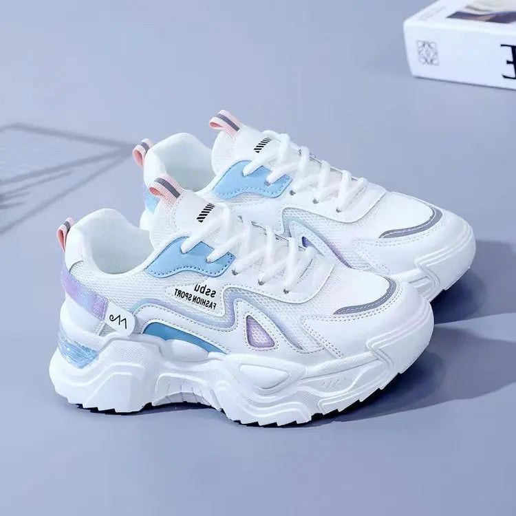 2025 zapatillas de deporte para mujer, zapatos planos con plataforma, zapatos de mujer, zapatillas informales verdes, zapatillas gruesas para mujer, zapatos de mujer