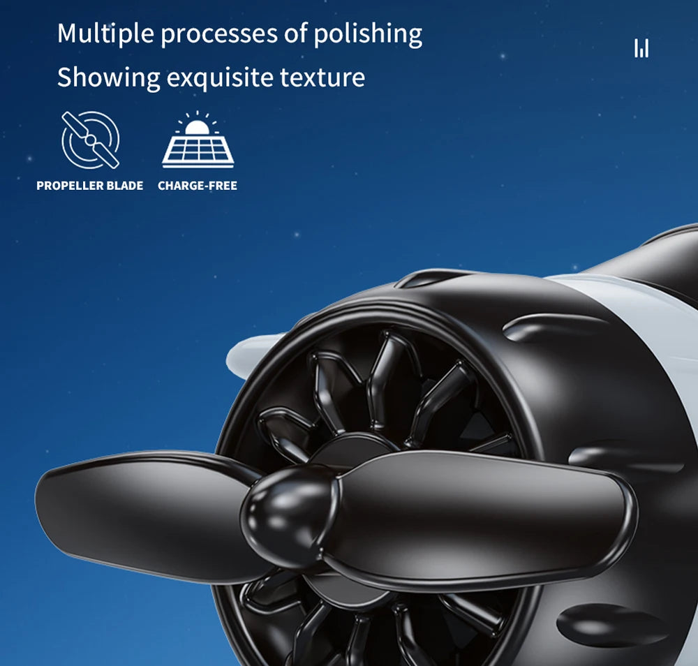 Mini avión con energía Solar, fragancia sólida, consola central para coche, adorno para salpicadero 360 °   Aire más fresco giratorio para aviones creativos
