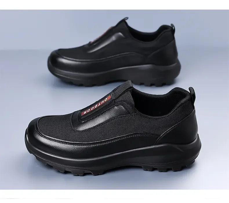 Mocasines casuales de cuero para hombre con suela gruesa antideslizante