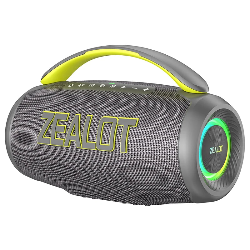 Altavoz Zealot-P12 Altavoz Bluetooth portátil de 60 W con IPX6 resistente al agua, mango cómodo, iluminación controlable, TF, USB