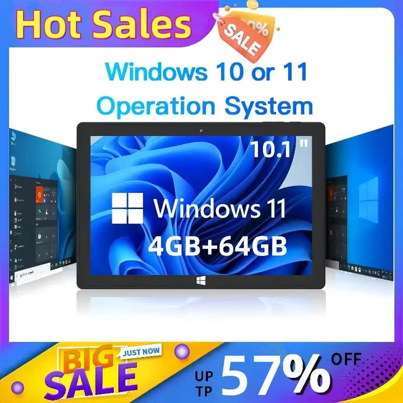 4GB DDR3 RAM 32GB/64GB ROM Tableta de 10.1 pulgadas con Windows 10/Windows 11, CPU de 64 bits Z8350/N3350, pantalla IPS de 1920*1200, puerto HDMI, USB 3.0