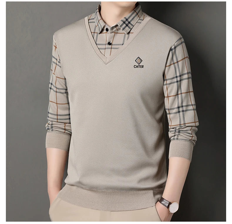 Suéter de Punto a Cuadros para Hombre | Cuello Cuadrado