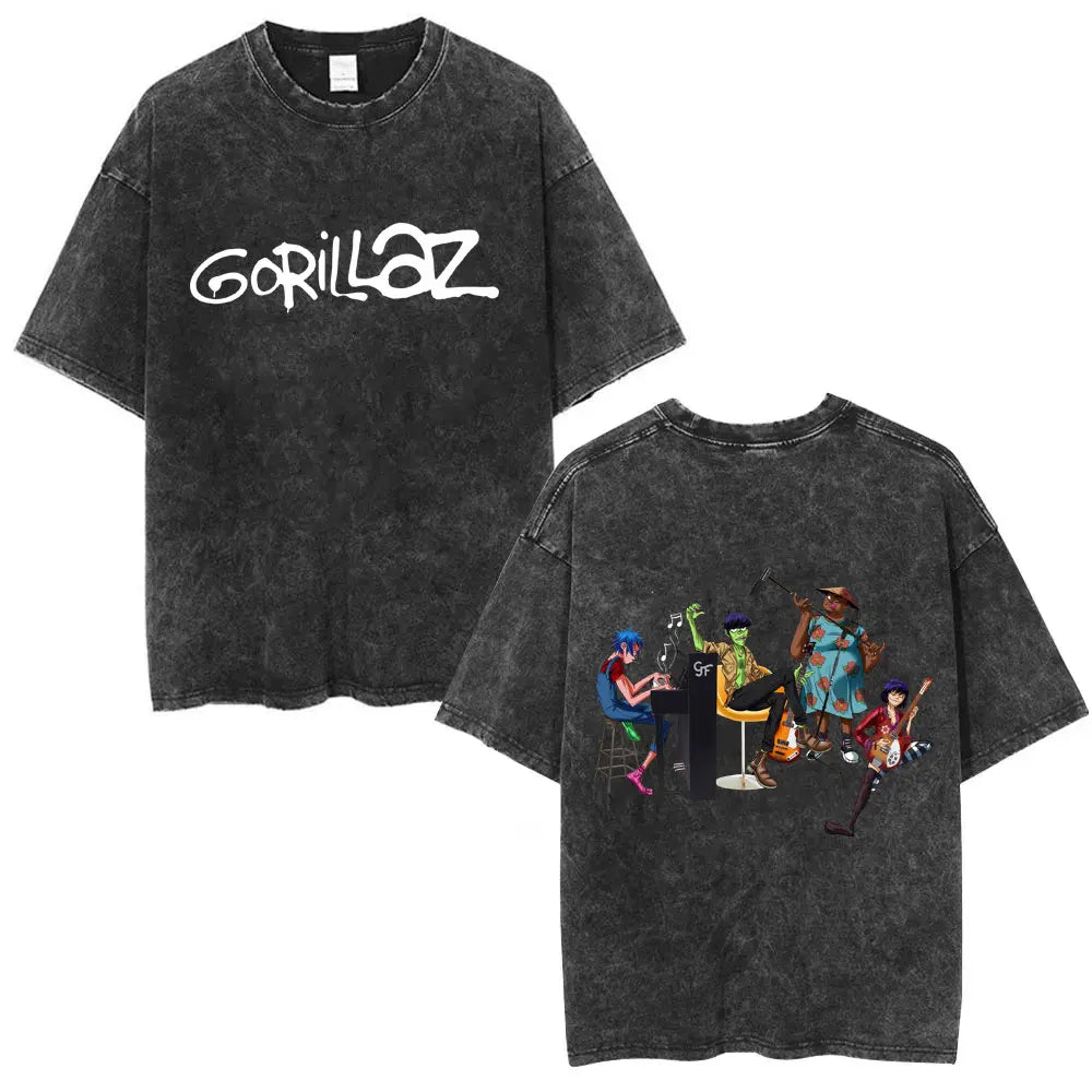 Camiseta Vintage Gorillaz, Punk Hip Hop Oversize, Unisex
