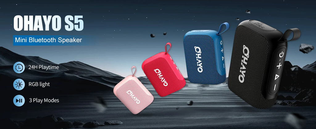 OHAYO Altavoz de ducha Bluetooth, resistente al agua IPX7, potente mini altavoz portátil con clip, inalámbrico, tiempo de reproducción 24 horas, luces RGB