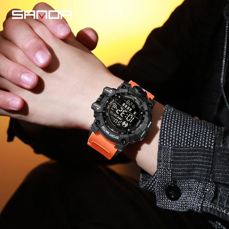 Reloj Digital LED Deportivo SANDA para Hombre, Estilo Militar, Resistente al Agua