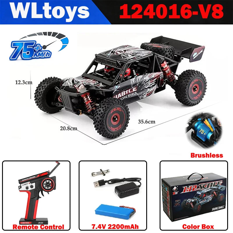 WLtoys 1/12 Autos RC 124017 124007 124016 124020 2.4G de Alta Velocidad   Coche de Carreras a Control Remoto sin Escobillas 4WD 75km/h, Juguete para Niños, Regalo