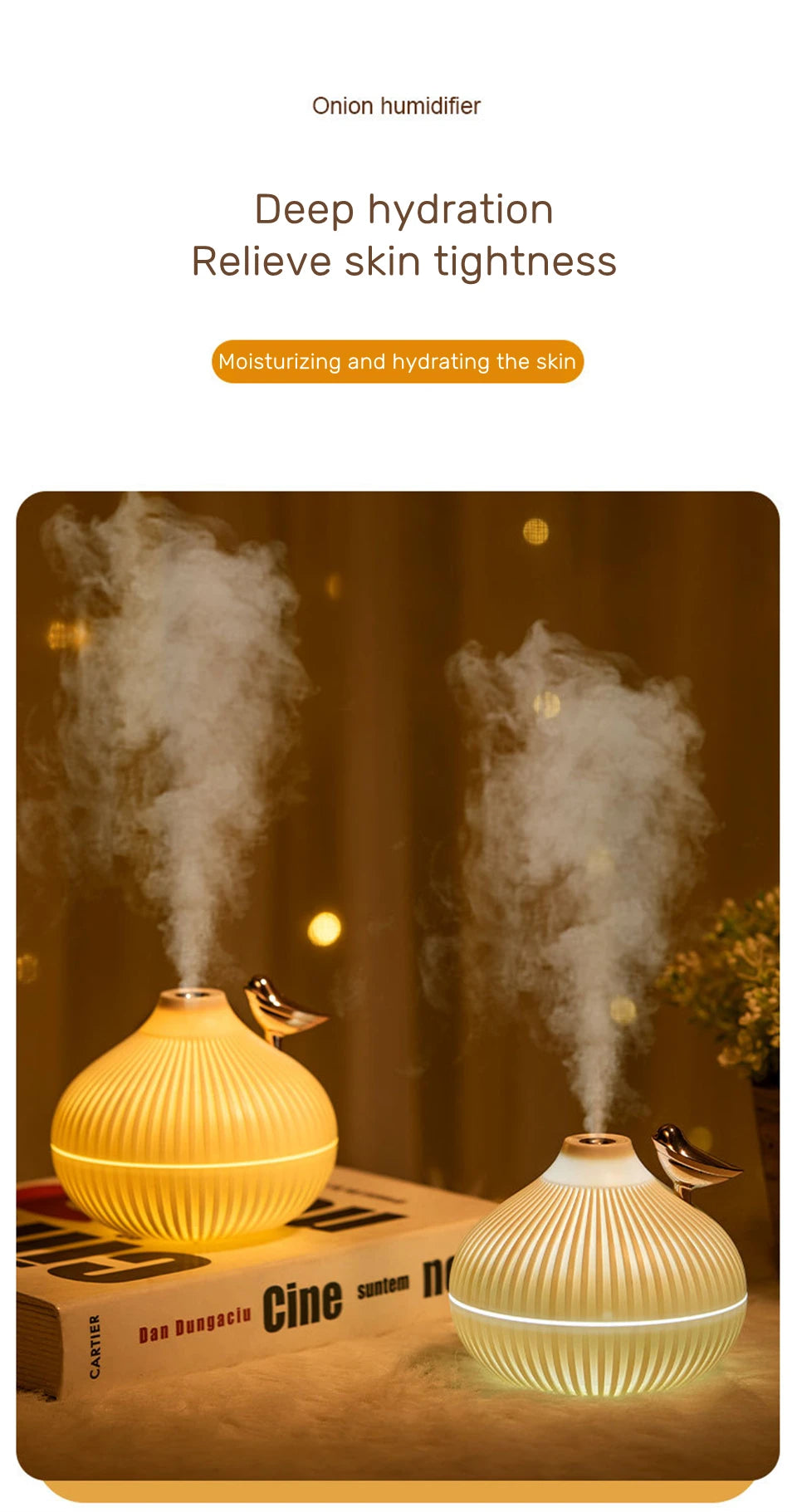 Humidificador USB 300ml con Luz LED Nocturna