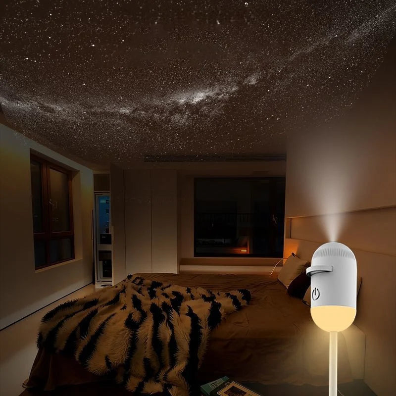 Mini proyector de estrellas galaxia con luz nocturna 2 en 1 y rotación 360°