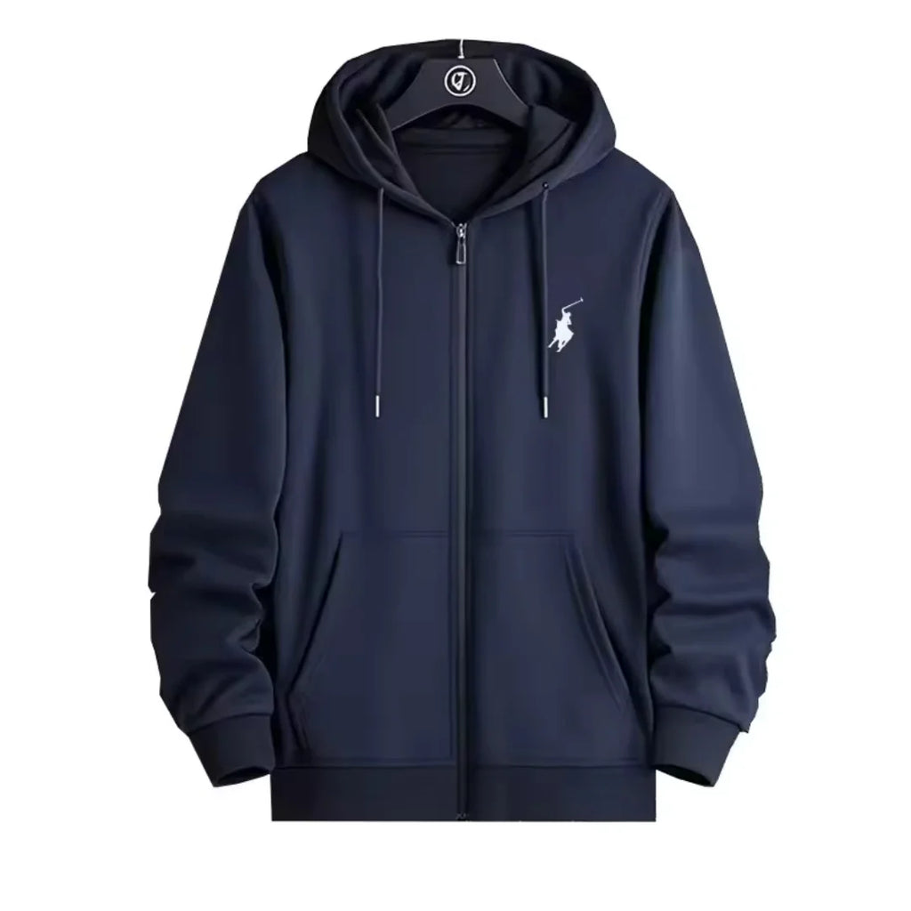 Hoodie con Cremallera y Bordado – Unisex, Estilo Deportivo