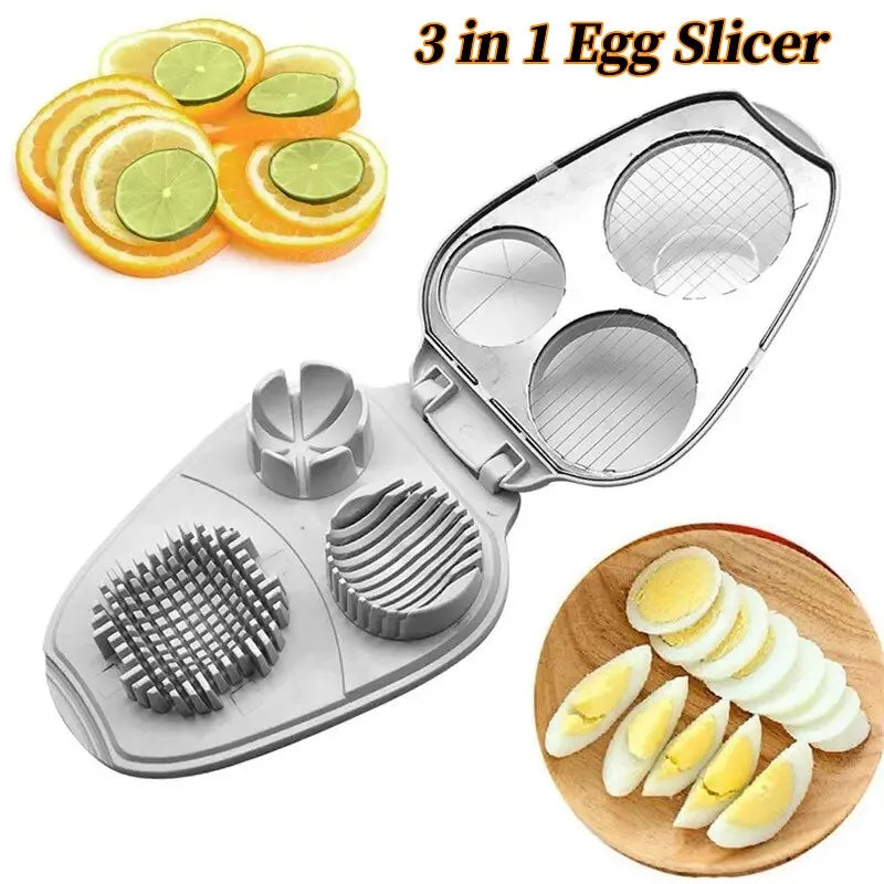 Rebanador de huevos creativo 3 en 1, rebanadores de huevos duros, rebanadores de alimentos de cocina, rebanadores manuales de frutas y verduras, suministros de cocina para el hogar