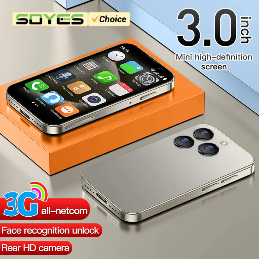 SOYES XS18 Pro 3,0 "Mini Smartphone 2GB RAM 16GB ROM reconocimiento Facial Android9.0 Dual SIM en espera 1000mAh 3G teléfono de red