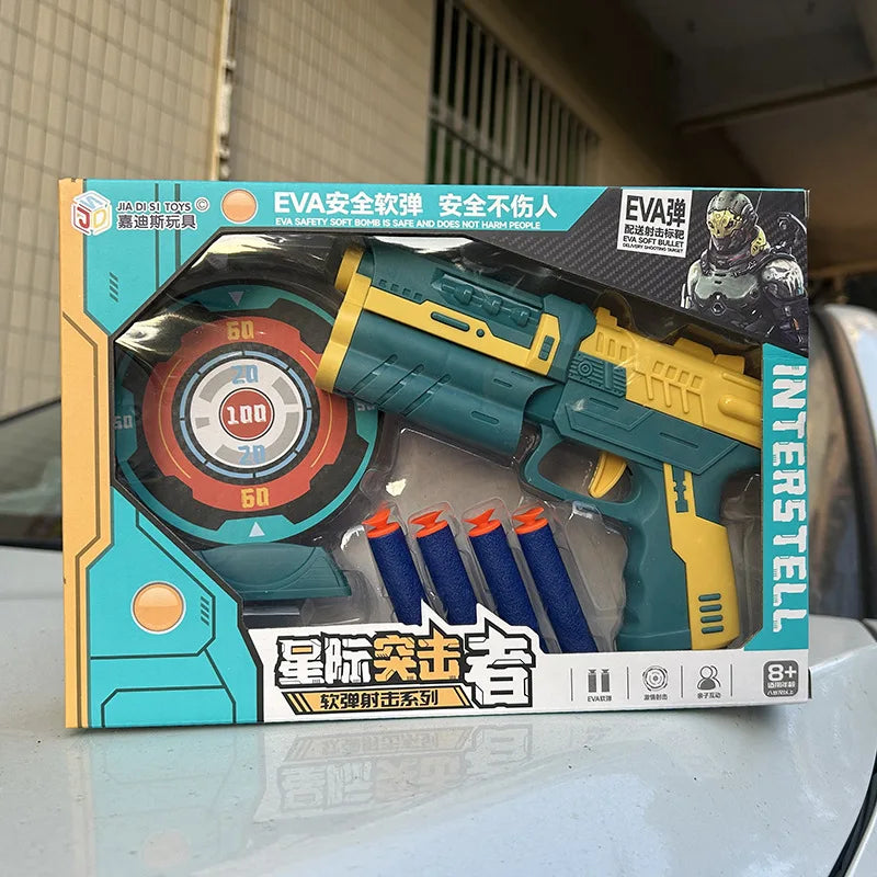 Juego de Pistolas de Juguete con Balas de Espuma Seguras, Divertido Juego de Disparos en Interiores y Exteriores, Pistola de Juguete Interactiva para Practicar Tiro al Blanco, Regalo