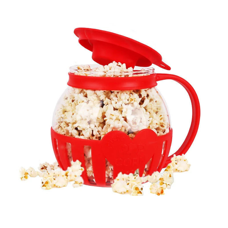 LMETJMA - Palomitero de Vidrio para Microondas de 2.25QT, Resistente a Altas Temperaturas, con Tapa de Silicona, Apto para Lavavajillas