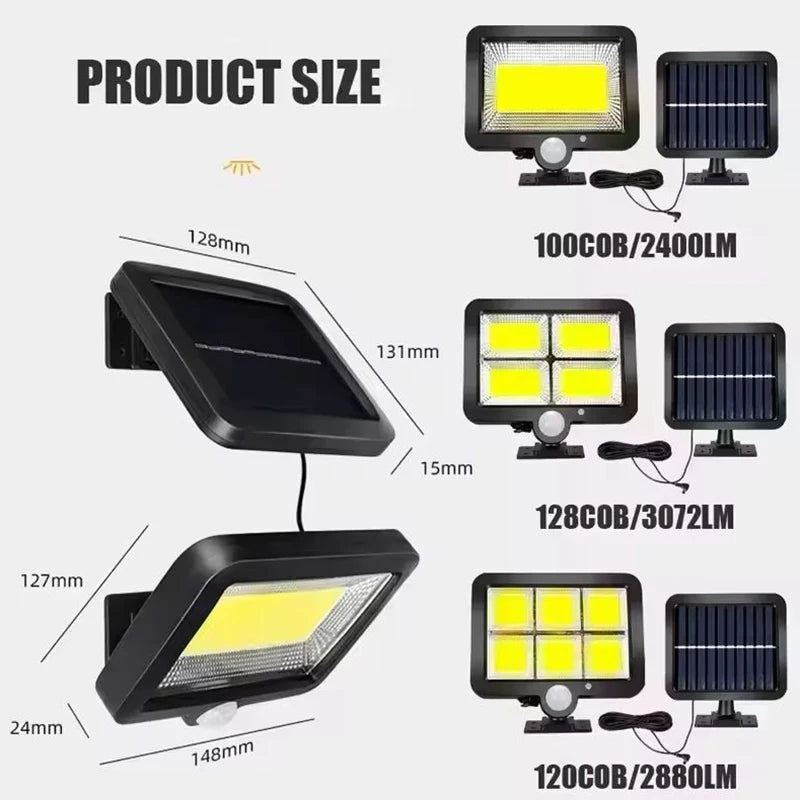 Lámpara Solar de Pared Exterior con Sensor de Movimiento 3 Modos