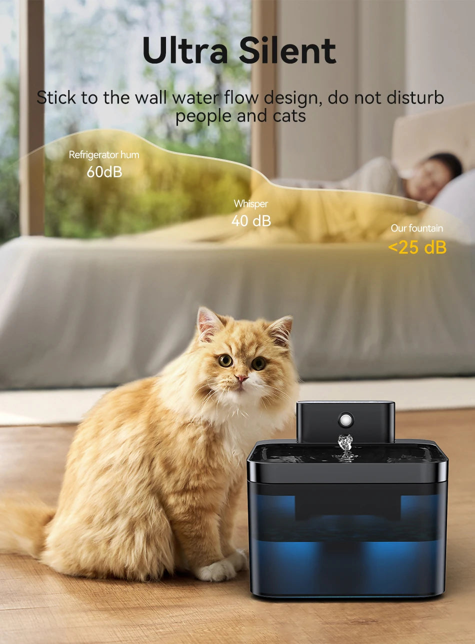 ROJECO-fuente de agua automático inalámbrico para gatos, dispensador de agua para mascotas de 2600mAh, Sensor infrarrojo para perros y gatos, bebedero inteligente para mascotas