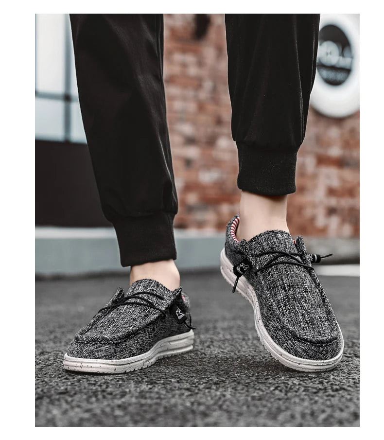 Zapatos informales de marca para hombre, zapatos de lona vaqueros a la moda, zapatos planos transpirables para caminar para hombre, zapatos ligeros de talla grande para exteriores, mocasines