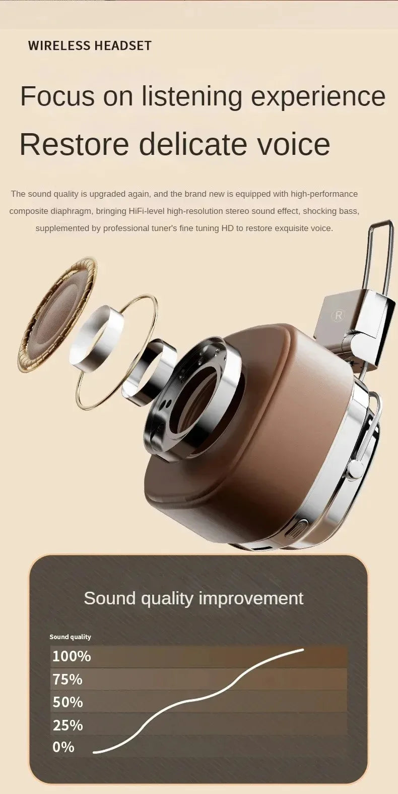 Auriculares Bluetooth 5.3 Retro Plegables Batería Larga