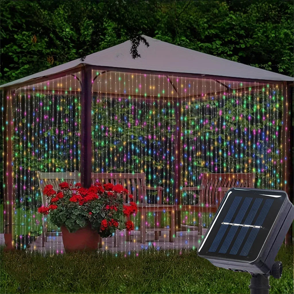 Luces de Cortina Solar LED para Jardín y Patio 100-300 LEDs