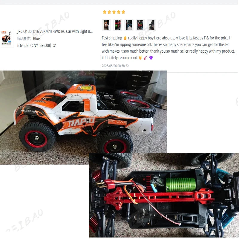 JJRC Q130 1:16 70 KM/H 4WD RC coche con Motor sin escobillas ligero coches de Control remoto camión monstruo de deriva de alta velocidad juguetes para niños y adultos