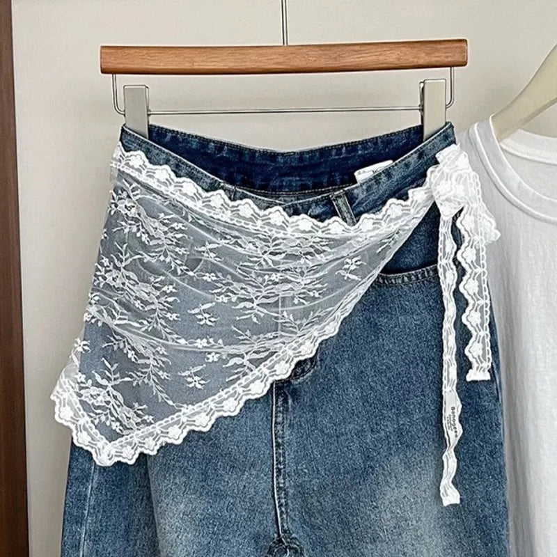 Minifalda de Encaje para Mujer Estilo Romántico con Capas Suaves