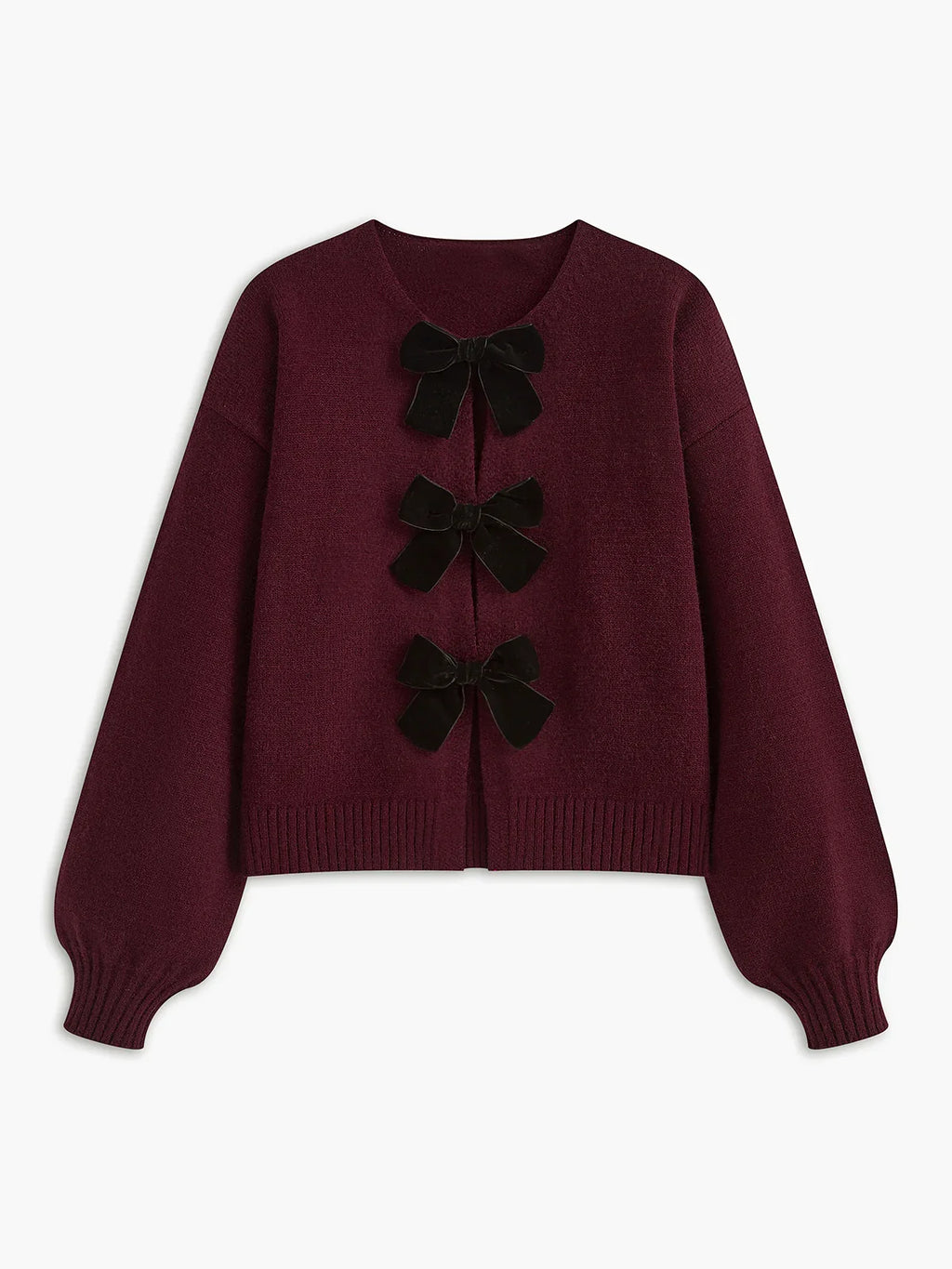 Otoño Invierno dulce coqueta mujeres suéteres cárdigan mujeres de manga larga de terciopelo arco tejido Cardigan temperamento prendas de vestir exteriores