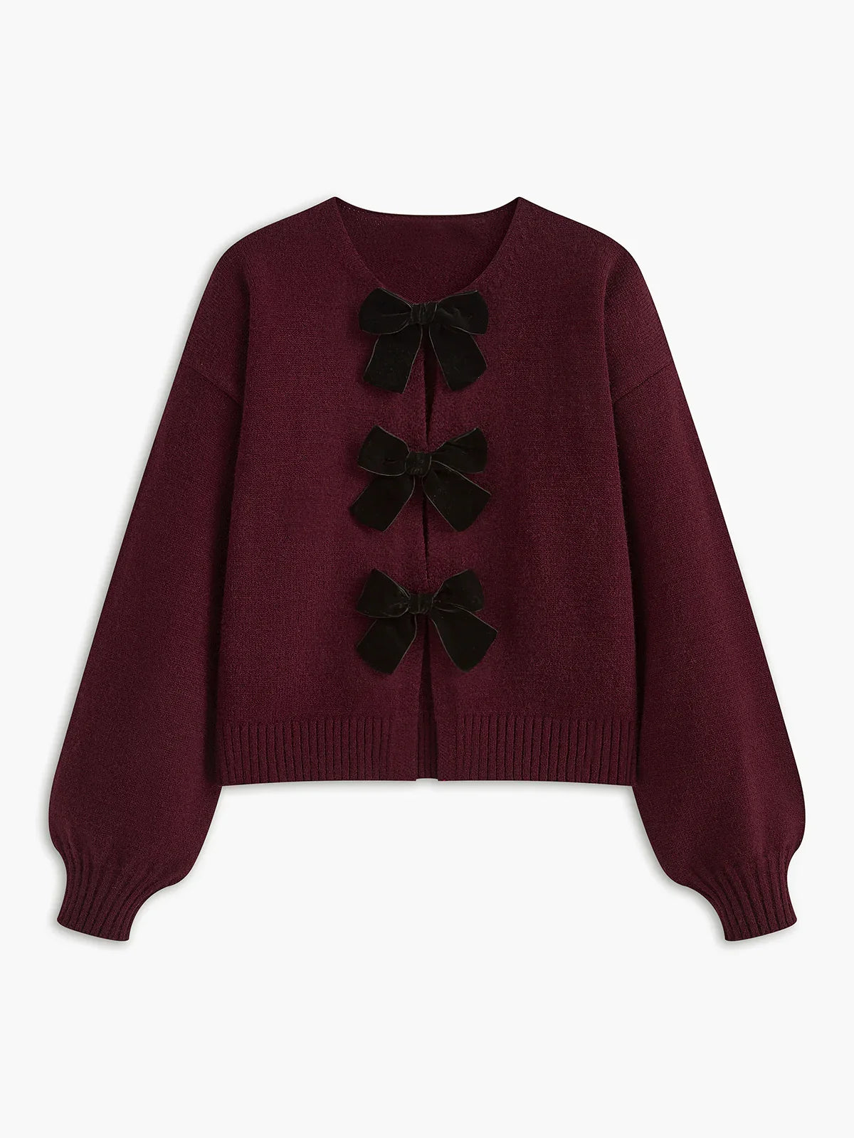 Otoño Invierno dulce coqueta mujeres suéteres cárdigan mujeres de manga larga de terciopelo arco tejido Cardigan temperamento prendas de vestir exteriores