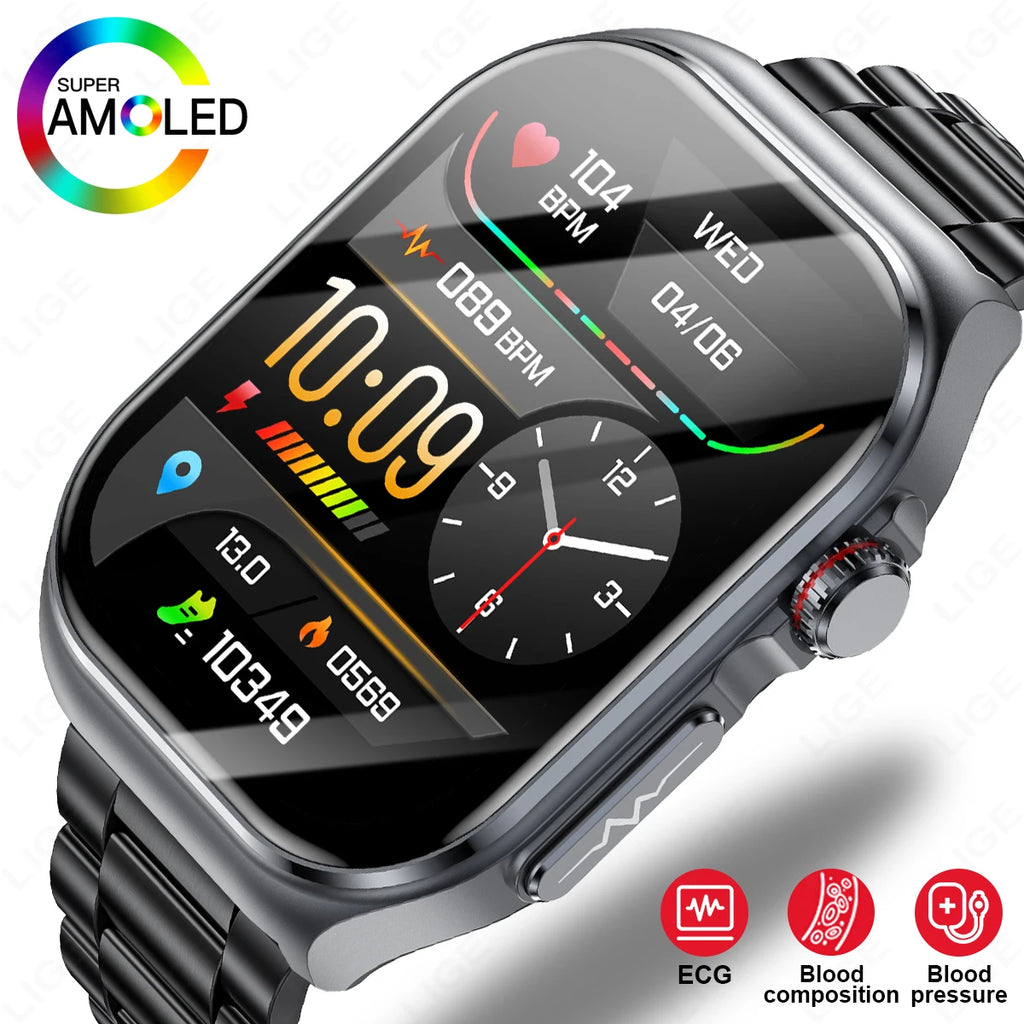 LIGE ET585 Reloj Inteligente AMOLED ECG