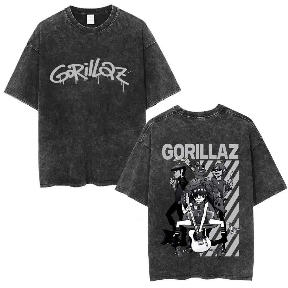 Camiseta Vintage Gorillaz, Punk Hip Hop Oversize, Unisex