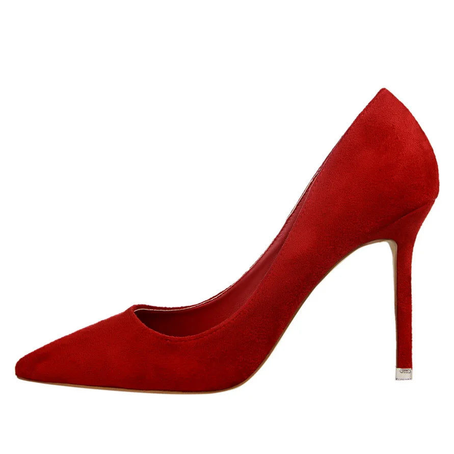 Zapatos de Tacón Alto 9cm para Mujer - Gamuza, Tallas Grandes
