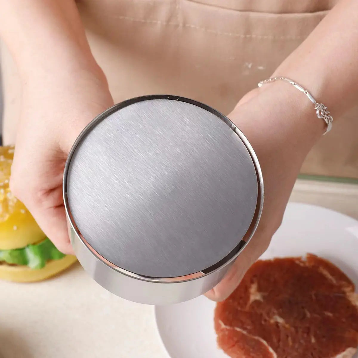 Prensa de carne para hamburguesas de acero inoxidable 304, molde para hacer hamburguesas, herramienta Manual para hacer pasteles, parrilla, carne, carne, cerdo, arroz, moldes para hacer prensa