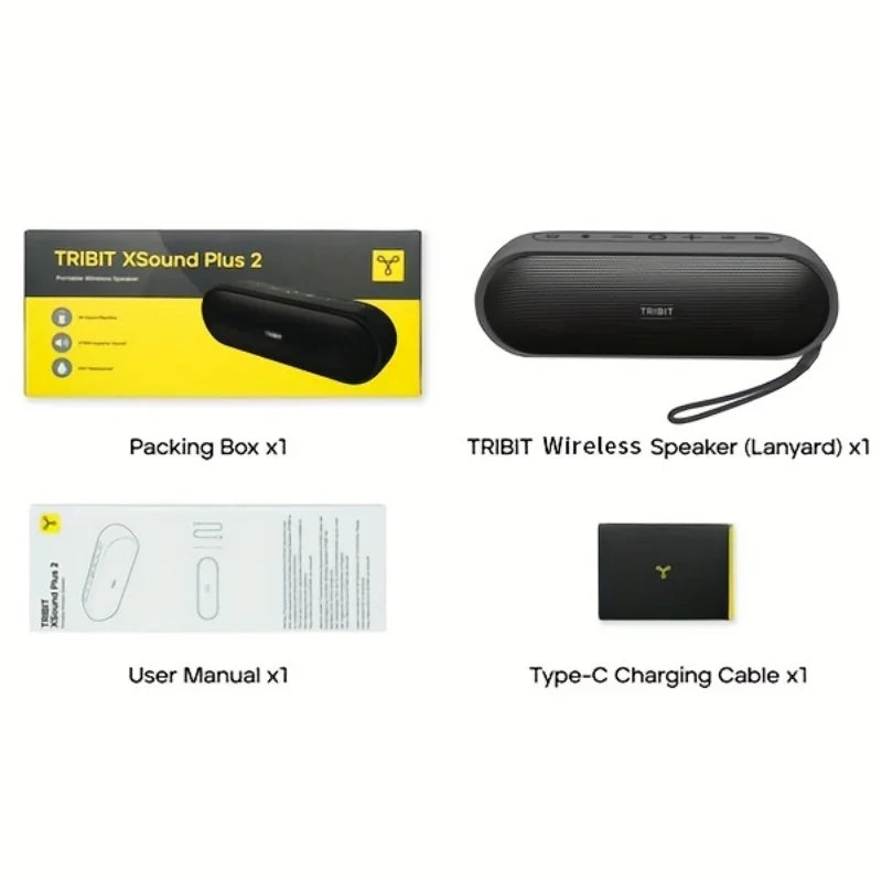 Altavoz Inalámbrico Portátil Tribit XSound Plus 2, 30W XBass, IPX7, 24 Horas de Reproducción, Sonido Estéreo, Micrófono Integrado para Viajes y Campamentos