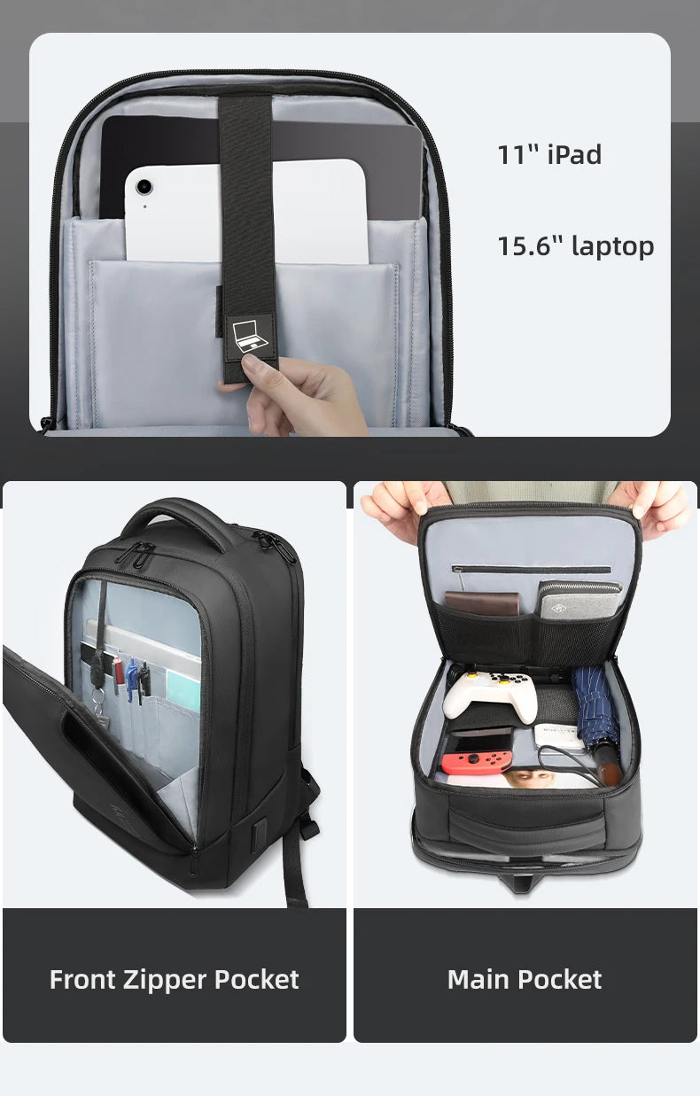 Mochila para Laptop Impermeable con Puerto de Carga USB para Hombre