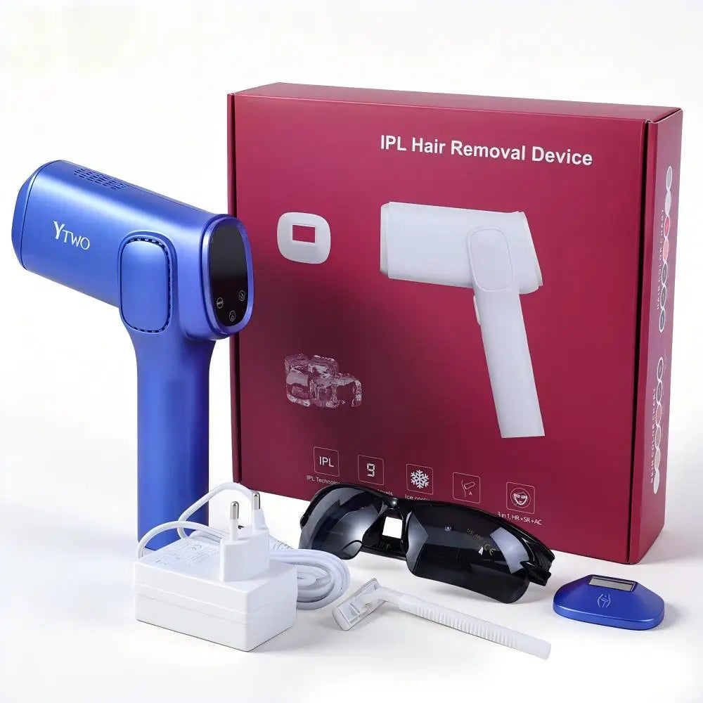 Dispositivo de Depilación IPL con 9 Niveles, Pantalla LED, Flash Rápido, Enfriamiento con Hielo, Depiladora Indolora para Rostro, Cuerpo y Bikini