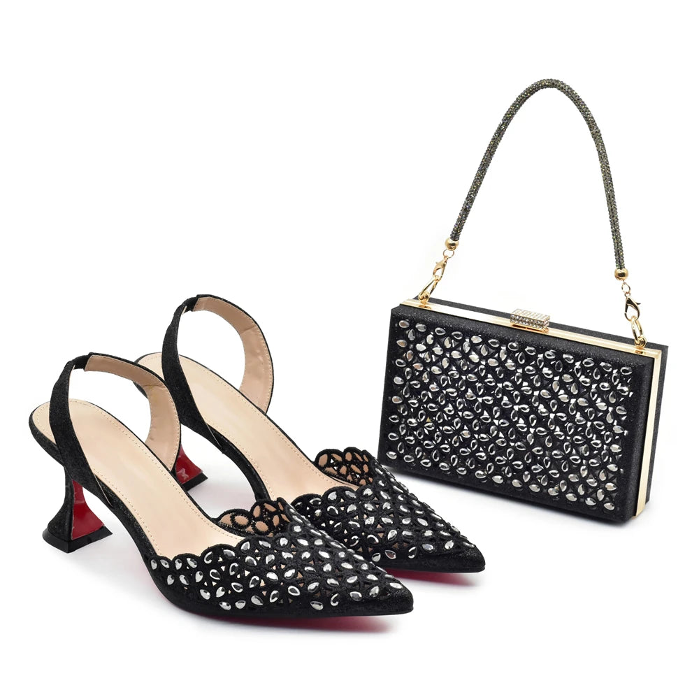 Zapatos de Tacón con Cartera para Mujer - Conjunto de Lujo para Fiestas