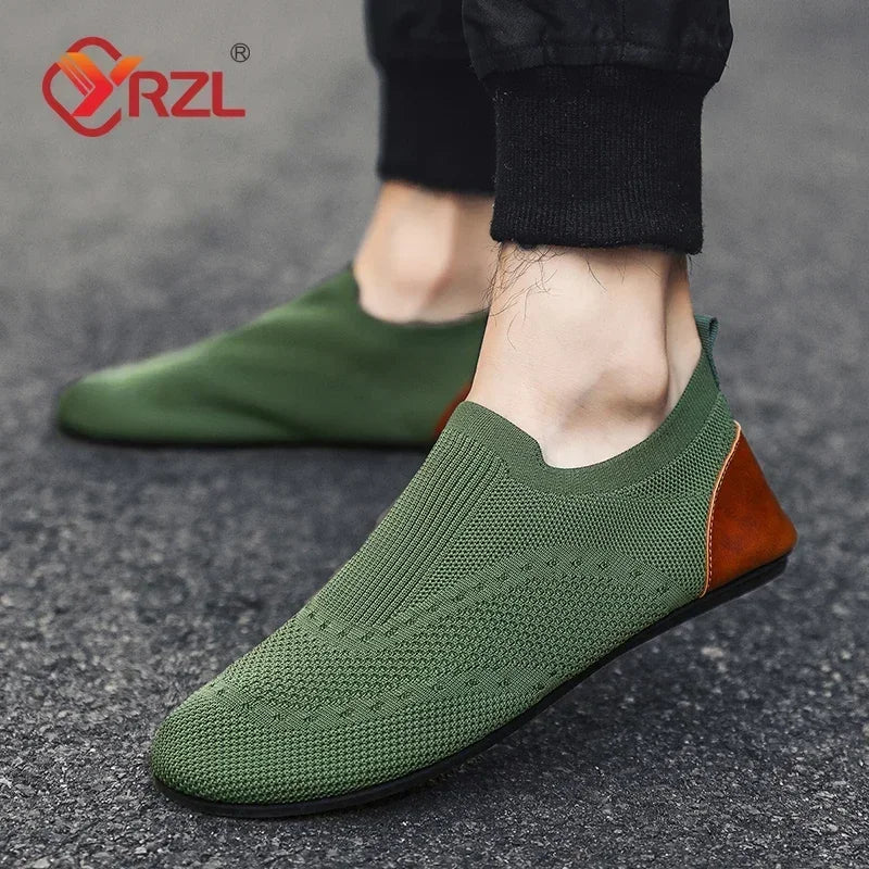 Mocasines YRZL, mocasines suaves para conducir, zapatos planos de alta calidad para caminar para hombre, mocasines informales de malla transpirable, zapatos sin cordones para hombre